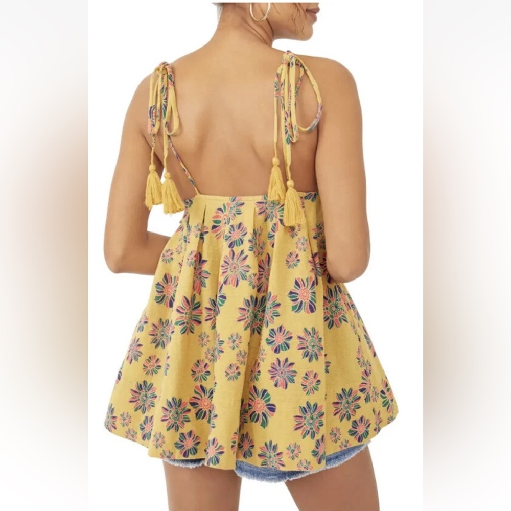 New! Free People XS indigo molly baby doll tunic in gilded combo . - Picture 3 of 13